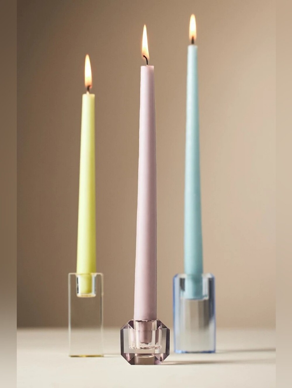 Anthropologie Cut Glass Taper Candle Holder Yellow